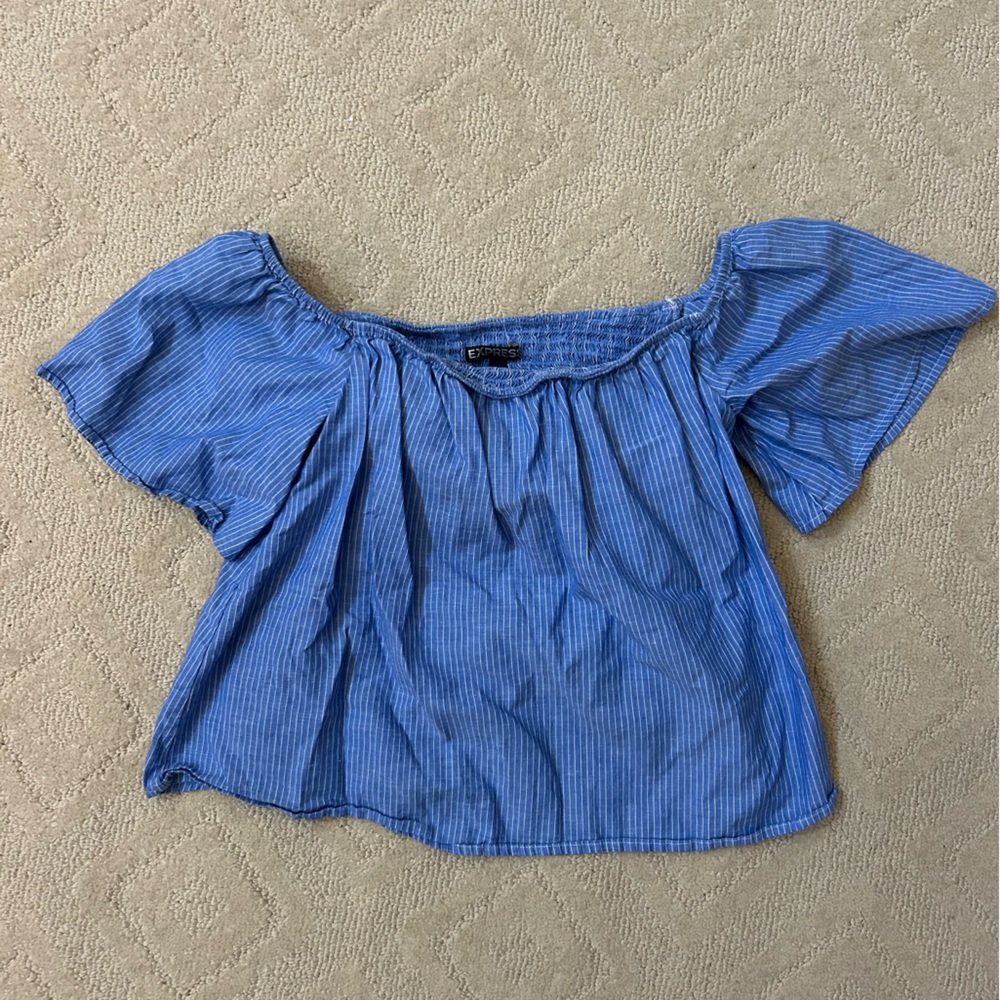 Express Blue Striped Blouse